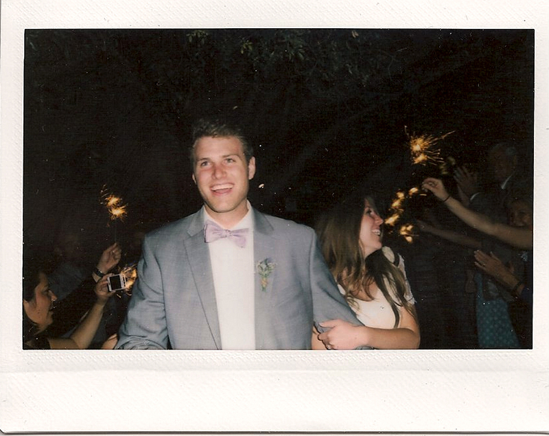 Couple's wedding exit captured on Polaroid film