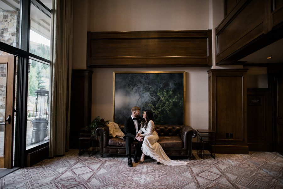 St Regis Deer Valley wedding portrait of Bride and Groom