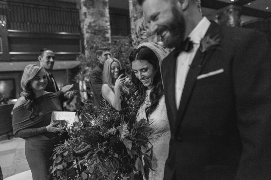 Just married, walking down the aisle at the St Regis Deer Valley