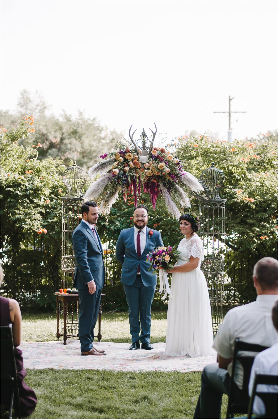 Fall floral wedding ceremony backdrop