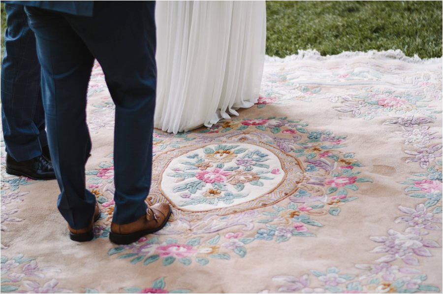 Wedding ceremony on vintage rugs