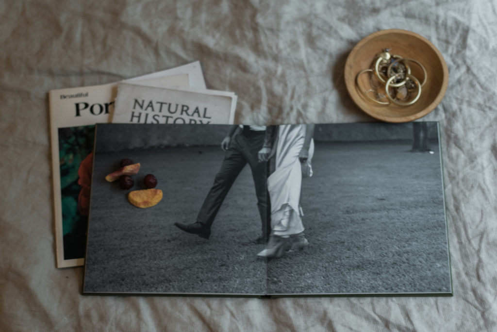 Custom wedding album with editorial, minimal design by Chantel Marie