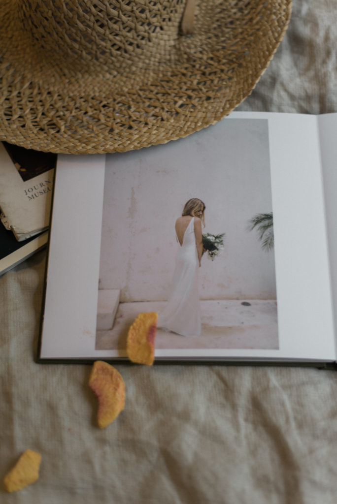 Custom wedding album with editorial design by Chantel Marie